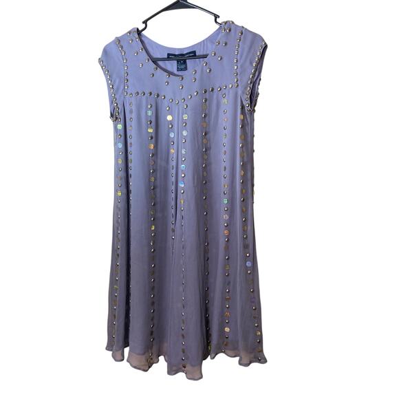 NWOT French Connection 100% Silk Dress with Sequins Sz 0 - Picture 1 of 12